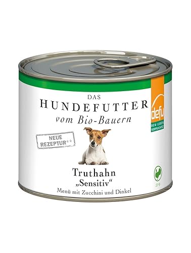 defu Hundefutter | 1 x 200 g | Bio Truthahn Sensitiv | Premium Bio Nassfutter Menü | Alleinfuttermittel für Hunde von defu