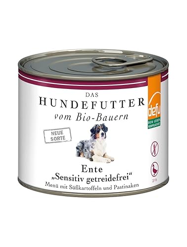 defu Hundefutter | 1 x 200 g | Bio Ente Sensitiv getreidefrei | Premium Bio Nassfutter Menü | Alleinfuttermittel für Hunde von defu