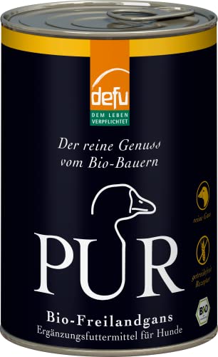 defu Hundefutter | 1 x 400 g | PUR Bio Freilandgans | Premium Bio Nassfutter | Ergänzungsfuttermittel für Hunde von defu