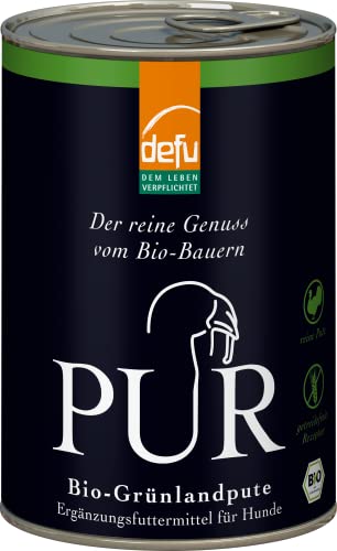 defu Hundefutter | 1 x 400 g | PUR Bio Grünlandpute | Premium Bio Nassfutter | Ergänzungsfuttermittel für Hunde von defu