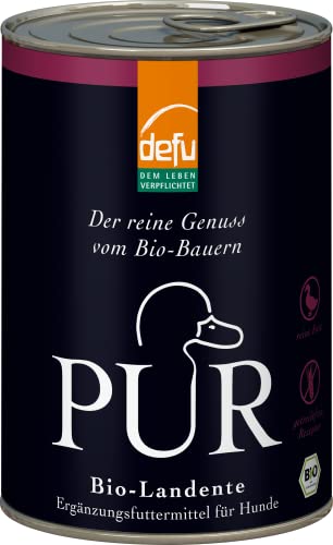 defu Hundefutter | 1 x 400 g | PUR Bio Landente | Premium Bio Nassfutter | Ergänzungsfuttermittel für Hunde von defu