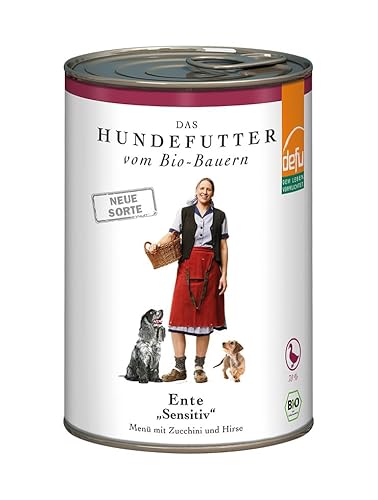 defu Hundefutter | 1 x 410 g | Bio Ente Sensitiv | Premium Bio Nassfutter Menü | Alleinfuttermittel für Hunde von defu