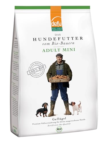 defu Hundefutter | 1 x 800 g | Adult Mini Bio Geflügel | Premium Bio Trockenfutter für kleine, ausgewachsene Hunde von defu