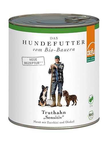 defu Hundefutter | 1 x 800 g | Bio Truthahn Sensitiv | Premium Bio Nassfutter Menü | Alleinfuttermittel für Hunde von defu