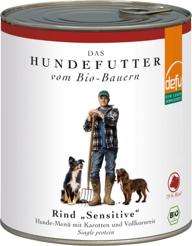 defu Hundefutter | 1 x 820 g | Bio Rind Sensitive | Premium Bio Nassfutter Menü für Hunde von defu