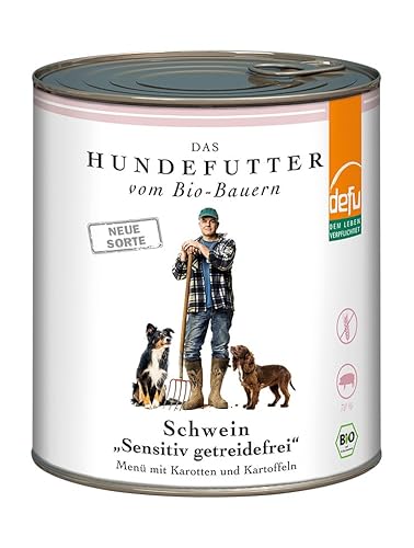 defu Hundefutter | 1 x 820 g | Bio Schwein Sensitiv getreidefrei | Premium Bio Nassfutter Menü | Alleinfuttermittel für Hunde von defu