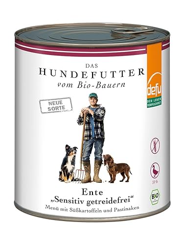 defu Hundefutter | 6 x 820 g | Bio Ente Sensitiv getreidefrei | Premium Bio Nassfutter Menü | Alleinfuttermittel für Hunde von defu