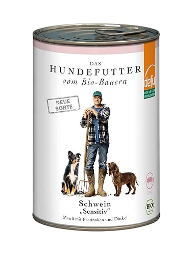 defu Hundefutter | 1 x 410 g | Bio Schwein Sensitiv | Premium Bio Nassfutter Menü | Alleinfuttermittel für Hunde von defu