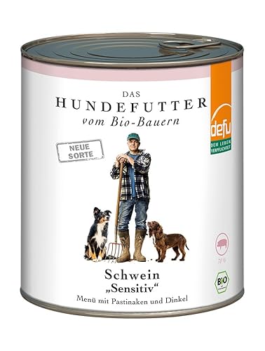 defu Hundefutter | 1 x 820 g | Bio Schwein Sensitiv | Premium Bio Nassfutter Menü | Alleinfuttermittel für Hunde von defu