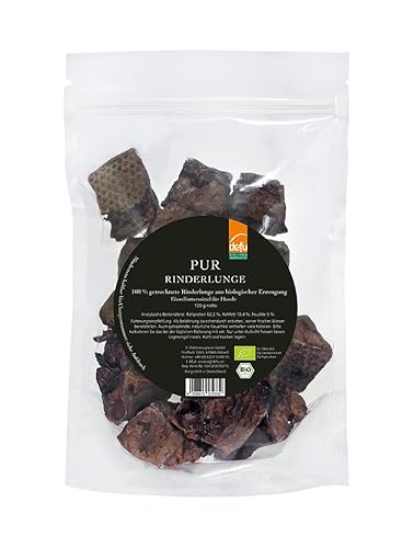 defu Hundesnack | 1 x 120 g | PUR Bio Rinderlunge getrocknet | Natürlicher Premium Bio Kausnack für Hunde von defu