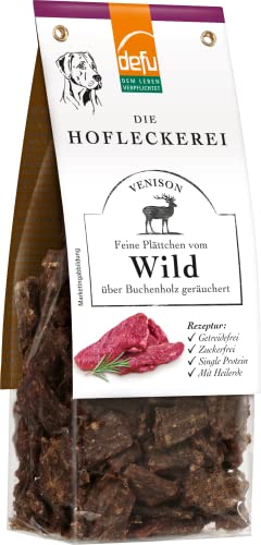 defu Hundesnack | 1 x 125 g | Hofleckerei Feine Plättchen vom Wild | Premium Leckerlis für Ihren Hund von defu