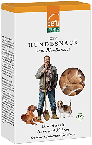 defu Hundesnack | 1 x 200 g | Bio Hundekekse Huhn & Möhren | Premium Bio Leckerlis für Ihren Hund von defu