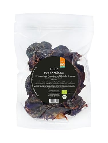 defu Hundesnack | 1 x 200 g | PUR Bio Putenmägen getrocknet | Natürlicher Premium Bio Kausnack für Hunde von defu