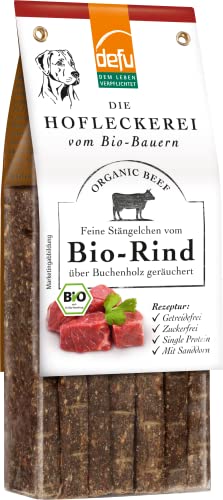 defu Hundesnack | 7 x 125 g | Hofleckerei Feine Stängelchen vom Bio Rind | Premium Bio Leckerlis für Ihren Hund von defu