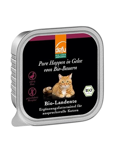 defu Katzenfutter | 1 x 100 g | Bio Landente Pure Happen in Gelee | Premium Bio Ergänzungsfuttermittel für Katzen von defu