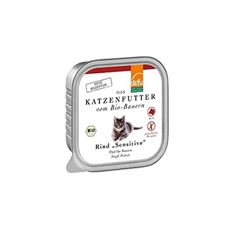 defu Katzenfutter | 1 x 100 g | Pate Bio Rind Sensitive | Premium Bio Alleinfuttermittel nass für Katzen von defu