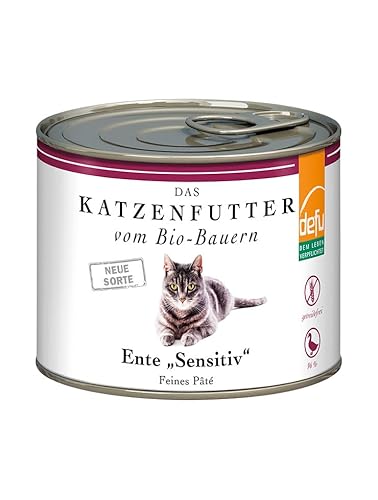 defu Katzenfutter | 1 x 200 g | Bio Ente Sensitiv | Getreidefreies Premium Bio Nassfutter Menü | Alleinfuttermittel für Katzen von defu