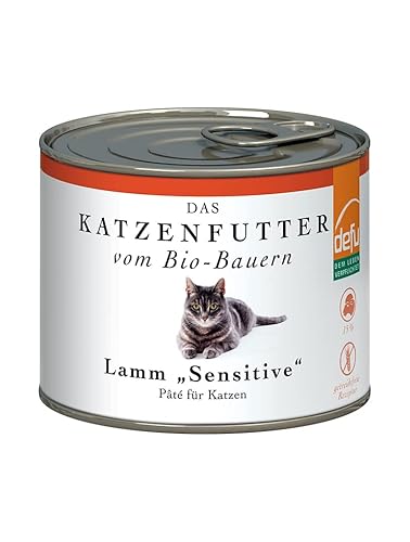 defu Katzenfutter | 1 x 200 g | Pate Bio Lamm Sensitive | Alleinfuttermittel Premium Bio Nassfutter für Katzen von defu