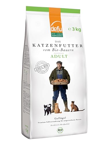 defu Katzenfutter | 1 x 3 kg | Adult Bio Geflügel Trockenfutter | Premium Bio Alleinfuttermittel für Katzen von defu