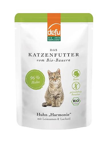 defu Katzenfutter | 1 x 85 g | Bio Huhn Harmonie Nassfutter | Premium Bio Katzenfutter | Pate für Katzen von defu