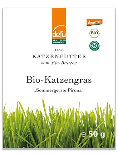 defu Katzensnack | 1 x 50 g | Bio Katzengras | Premium Katzenfutter Knabbersnack | Leckerer Knabberspaß für Katzen von defu