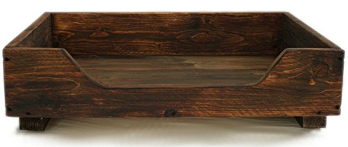 dekorie67 Hundebett aus Holz für mittlere Hunde - 90 x 55 cm - Farbe: Braun - Hundekorb/Hundesofa/Katzenbett aus Massivholz von dekorie67