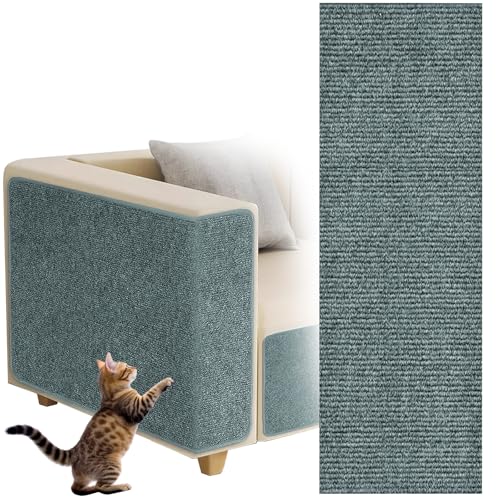 Selbstklebend Kratzteppich Katze, dellyy Kratzmatte Selbstklebend Zuschneidbar, Kratzbretter Katze Wand, Katzenkratzbretter, Kratzschutz Sofa Katze (Hellgrau, 30×100cm) von dellyy