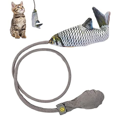 Cat Wand Teaser Spielzeug, Interaktive Catcher Teaser Wand für Kätzchen, Intellektuelle Kätzchen Künstliche Fisch & Pferdeschwanz Spielzeug, Lustige Indoor Haustiere Interaktive Übung Teaser Delr von delr