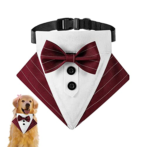 Hundehalsband | Formale Hund Hochzeit Bandana | Pet Halsband mit Fliege, Hund Hochzeit Kleidung Cosplay Outfit für kleine mittelgroße große Haustiere Delr von delr