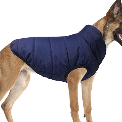 Hundejacken für kaltes Wetter | Mit Fleece gefütterter Welpenmantel,Warme gesteppte Hundejacke Mantel Kleine Kleidung Welpen Chihuahua Haustier Katzen, Marineblau/Rot Delr von delr