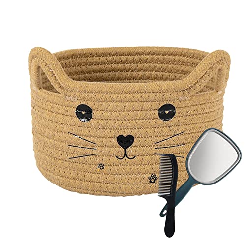 delr Aufbewahrung für Katzen, Aufbewahrung aus Jute, 8,2 Zoll L × 4,7 Zoll H – Organizer Wäschekorb für Handtücher, Decke, Spielzeug, Kleidung, Geschenkkorb für Katzen, Hunde von delr