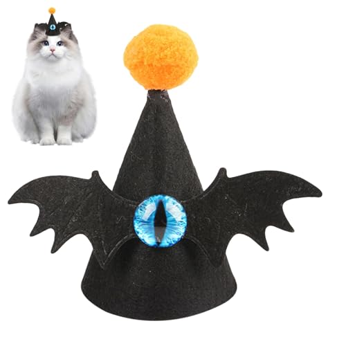 demaxiyad Fledermausmütze für Hund,Halloween-Hundemütze | Halloween-Partyhut für Katzen - Niedliche Katzenmütze für Partys, verstellbare weiche Kopfbedeckung für kleine Haustiere, kreative von demaxiyad