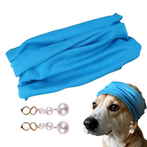 demaxiyad Hundebandanas, Bandana für Hunde - Blue Dog Taschentücher mit Perlenohrringen | Handgefertigte Kopfbedeckung, Dehnbare Kopfbedeckung für Katzenpuppen von demaxiyad