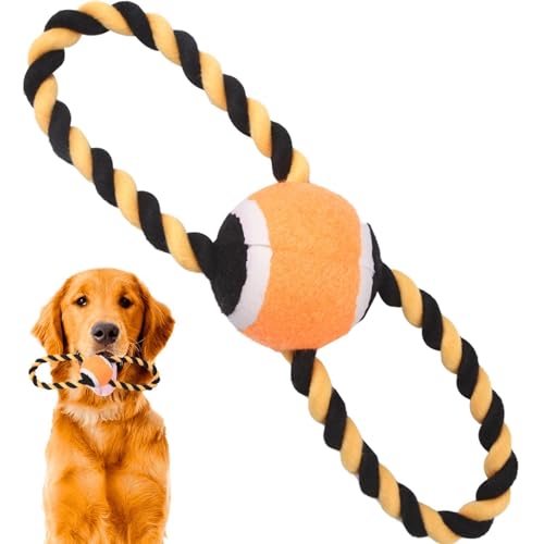 demaxiyad Kauseilspielzeug für Hunde, Figur 8 Seilhundespielzeug, Tauziehen Seil Interaktiver Tennisball, Kaubeständiges Haustierzubehör, Zahnreinigungsspielzeug für kleine Hundewelpen von demaxiyad