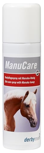 derbymed ManuCare Hautpflegespray | 200 ml | Pflegeprodukt zum Sprühen für Pferde | Zur Förderung der Hautregeneration | Mit einem hohen Anteil an Manuka-Honig | ADMR- Konform von derbymed