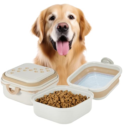 Desired Tools - Faltbarer Wassernapf für Hunde, 850 ml, 2-in-1, tragbarer Reise-Hundenapf mit Deckel, einfacher Tragegriff, faltbarer Futternapf für Hunde und Katzen, perfekt für Reisen, Spaziergänge, von desired tools