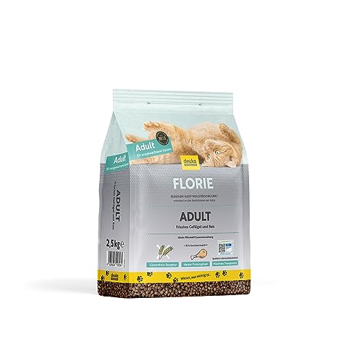 Florie Adult Geflügel mit Reis | 2,5kg | Premium Katzenfutter trocken | für ausgewachsene Katzen | viel Frischfleisch | geprüfte Qualität (KIN) | deutsche Herstellung von deuka companion