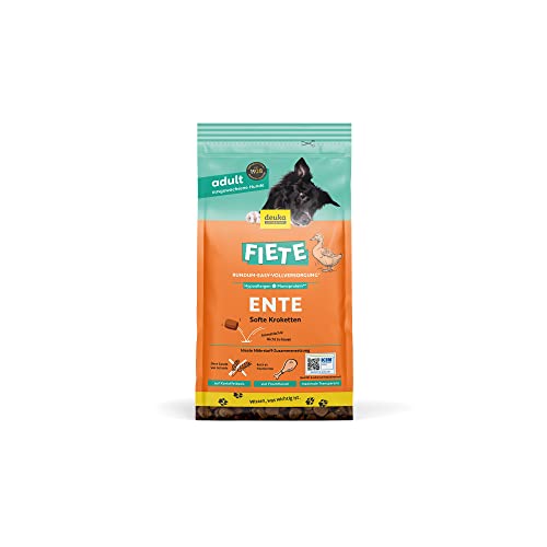 Fiete Soft Adult Ente 1kg | Hochwertiges Nährstoff-Trockenfutter | für ernährungs-Sensible Hunde | hohe Verträglichkeit | getreidefrei | geprüfte Qualität | deutsche Herstellung von deuka