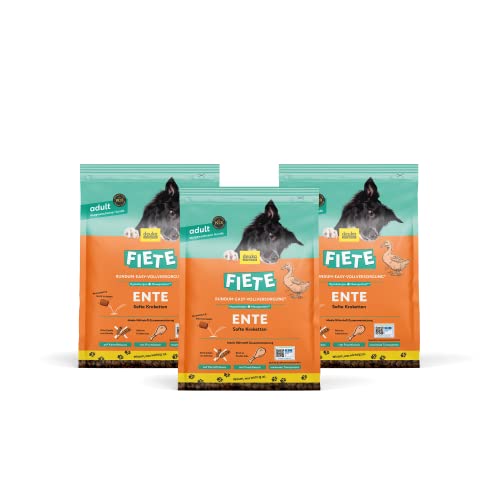 Fiete Soft Adult Ente 3x4kg | Hochwertiges Nährstoff-Trockenfutter | für ernährungs-Sensible Hunde | hohe Verträglichkeit | getreidefrei | geprüfte Qualität (KIN-Institut) | deutsche Herstellung von deuka