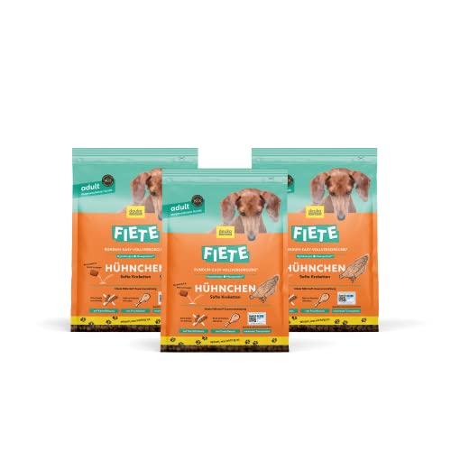 Fiete Soft Adult Hühnchen 3x4kg | Deutsche Qualität | Hochwertiges Nährstoff-Trockenfutter | für Adulte Hunde | hohe Verträglichkeit | getreidefrei | geprüfte Qualität (KIN-Institut) von deuka