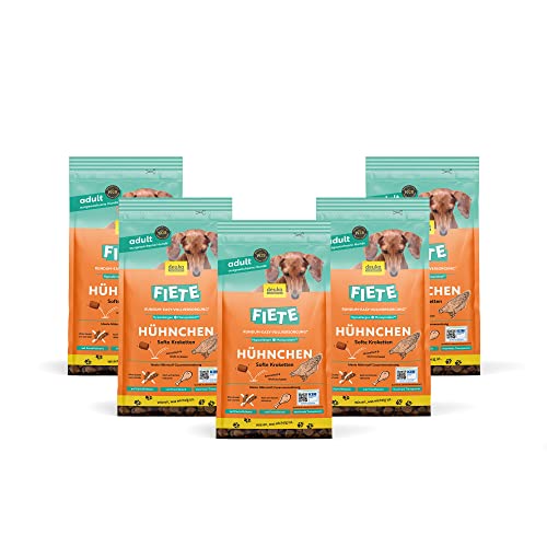 Fiete Soft Adult Hühnchen 5x1kg Sparpaket | Hochwertiges Nährstoff-Trockenfutter | für Adulte Hunde | hohe Verträglichkeit | getreidefrei | geprüfte Qualität (KIN-Institut) | deutsche Herstellung von deuka