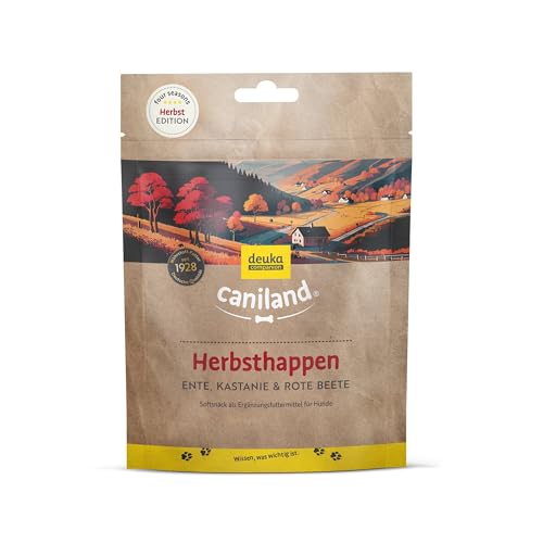 caniland Four Seasons Herbsthappen | 125 g | Softe Hundesnacks mit Ente, Kastanie & Rote Beete | getreidefreie Trainingssnacks | Monoprotein | Hundeleckerli in Deutscher Premium-Qualität von deuka