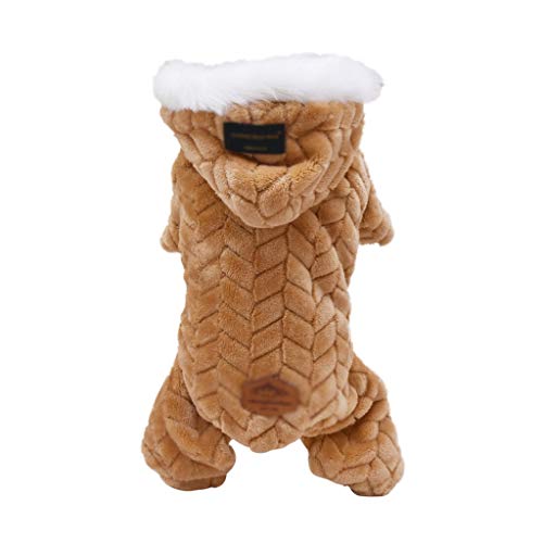 Winter-Hundekleidung, dicker Polyester-Baumwollmantel, Overall, vierbeinige Daunenjacke für Französische Bulldogge, Welpen, Chihuahua, Braun, Größe L von dfdijfuidvfvildiskdc