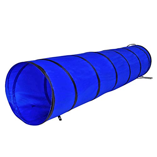 lionto Outdoor Tunnel robust für große & kleine Hunde, 200x40 cm, Faltbarer Spieltunnel für Kinder mit Heringen aus reißfestem Material, standhafter Agility Tunnel mit praktischer Tragetasche, blau von lionto