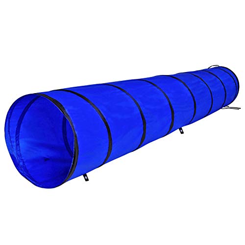 lionto Outdoor Tunnel robust für große & kleine Hunde, 300x50 cm, Faltbarer Spieltunnel für Kinder mit Heringen aus reißfestem Material, standhafter Agility Tunnel mit praktischer Tragetasche, blau von lionto