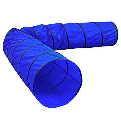 lionto Outdoor Tunnel robust für große & kleine Hunde, 500x60 cm, Faltbarer Spieltunnel für Kinder mit Heringen aus reißfestem Material, standhafter Agility Tunnel mit praktischer Tragetasche, blau von lionto