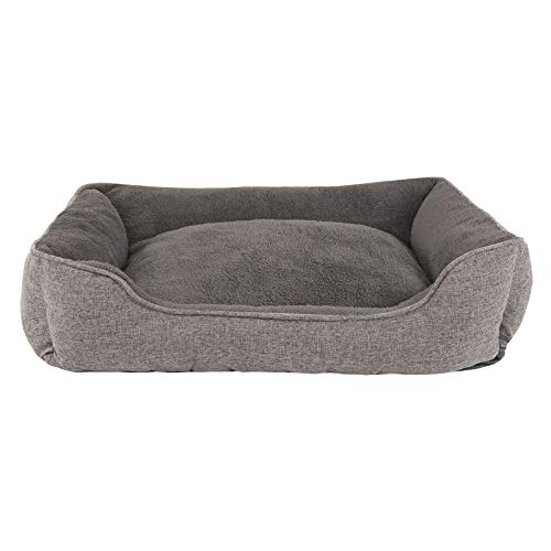 lionto Hundekissen meliert mit abnehmbarem Bezug, kuscheliges Heimtierbett mit komfortablem Einstieg für Hunde und Katzen, 90x75 cm, weiches Hundebett mit rutschfestem Boden, grau von lionto