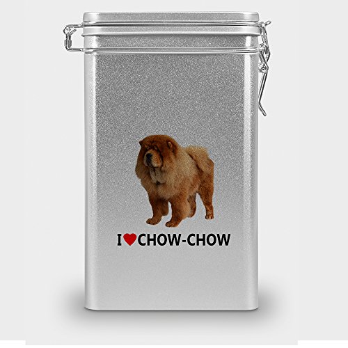 Hundefutterdose "Chow-Chow", Vorratsdose, Leckerliedose, Blech-Dose, Hundenapf mit Motiv "Chow-Chow" - silber von digital print