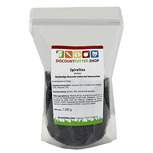 Spirulina (1 kg - Pellet) -Die Poweralge - Vitalität und Jede Menge Kraft für die Pferde. von discountfutter.shop