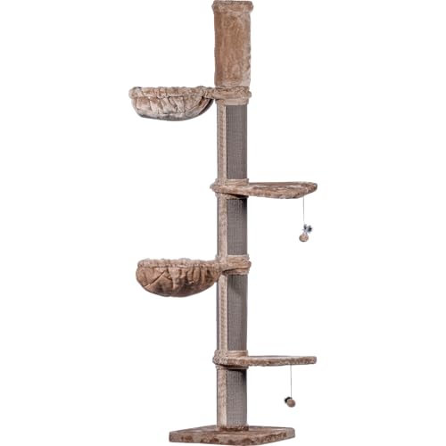 dobar® Premium Katzen-Kratzbaum Biggy aus Holz mit extra großen und stabilen Kratz-Stämmen in ausgfeallenem Design - Geeignet auch für große Katzen - 35 x 60 x 100 cm von dobar